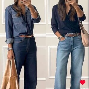 Fitted Denim Button-Down Shirt